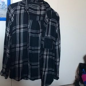 Dark teal/white/black flannel